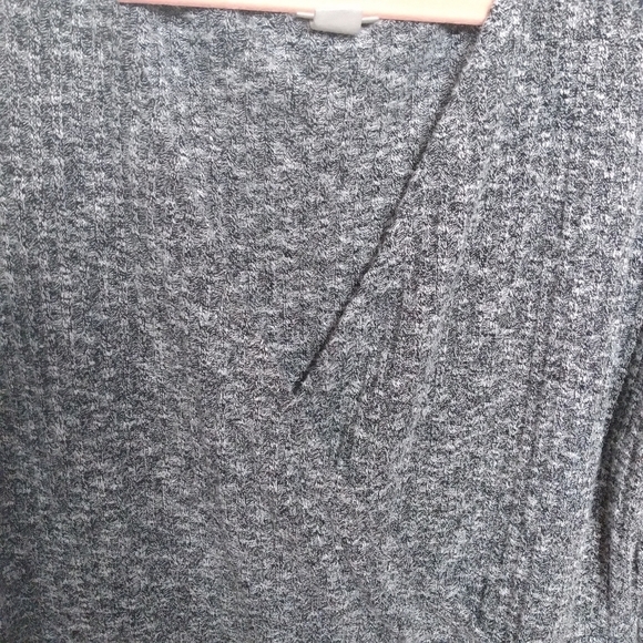 Mossimo Gray Space Dye Faux Wrap Surplice Neckline Long Sleeve Dress Size XXL - Picture 4 of 7